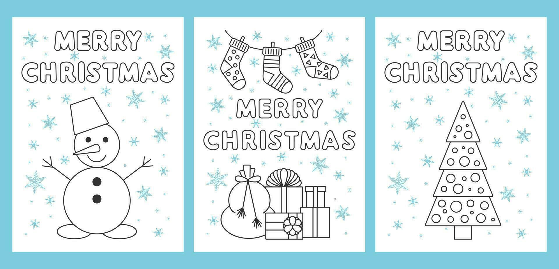verzameling van vrolijk Kerstmis en nieuw jaar groet kaarten, poster, vakantie omslag. Kerstmis ontwerp met mooi sneeuwvlokken in lijn kunst stijl. geschenk dozen, Kerstmis sokken, sneeuwman, Kerstmis boom vector
