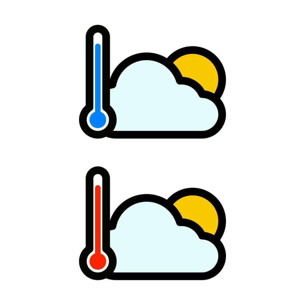 de vlak ontwerp illustratie van wolken en zon met temperatuur pictogrammen is geschikt voor divers ontwerp project behoeften vector