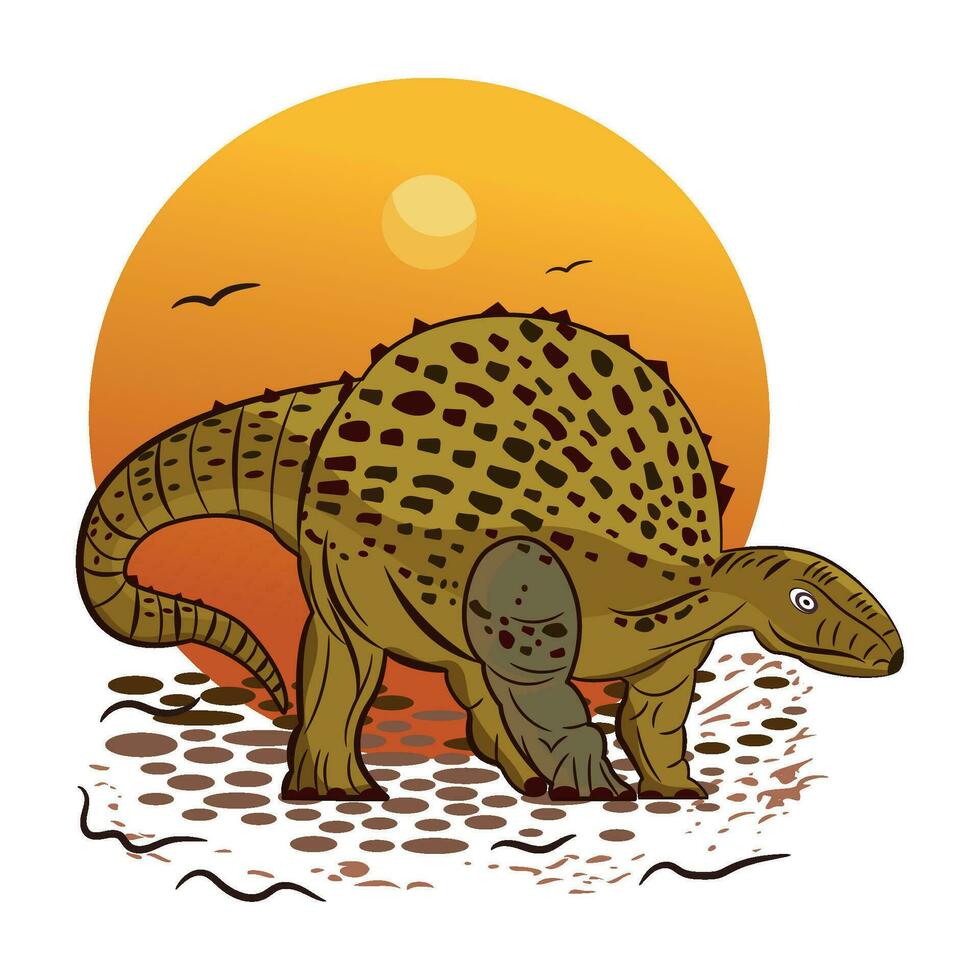 geïsoleerd gekleurde schetsen van een herbivoor dinosaurus vector illustratie