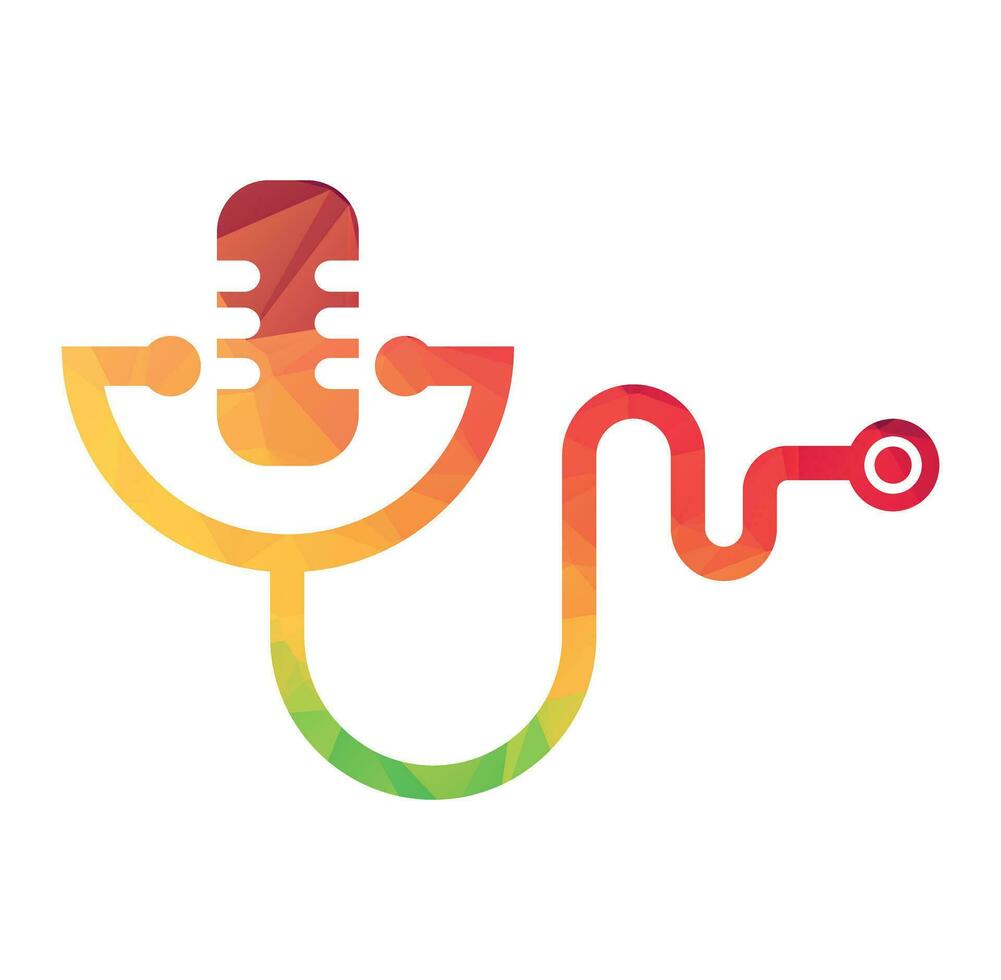 mic microfoon stethoscoop voor medisch podcast vector