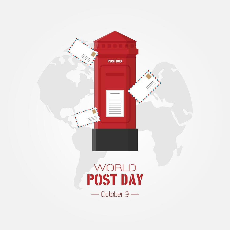 gelukkig wereld post dag met brievenbus en envelop vector