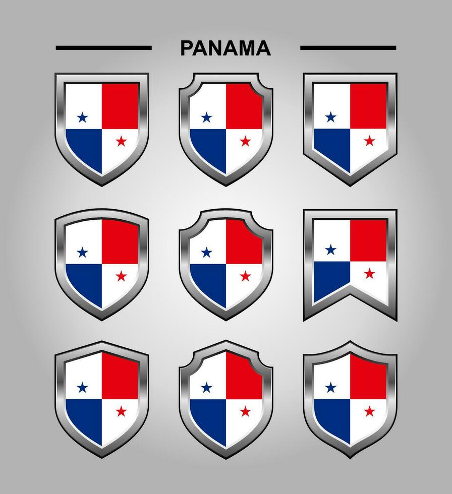Panama nationaal emblemen vlag met luxe schild vector