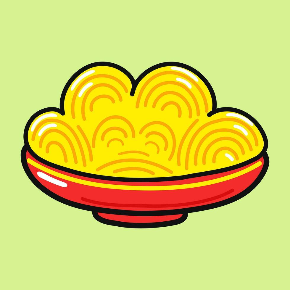 bord van spaghetti karakter. vector hand- getrokken tekenfilm kawaii karakter illustratie icoon. geïsoleerd Aan groen achtergrond. spaghetti karakter concept