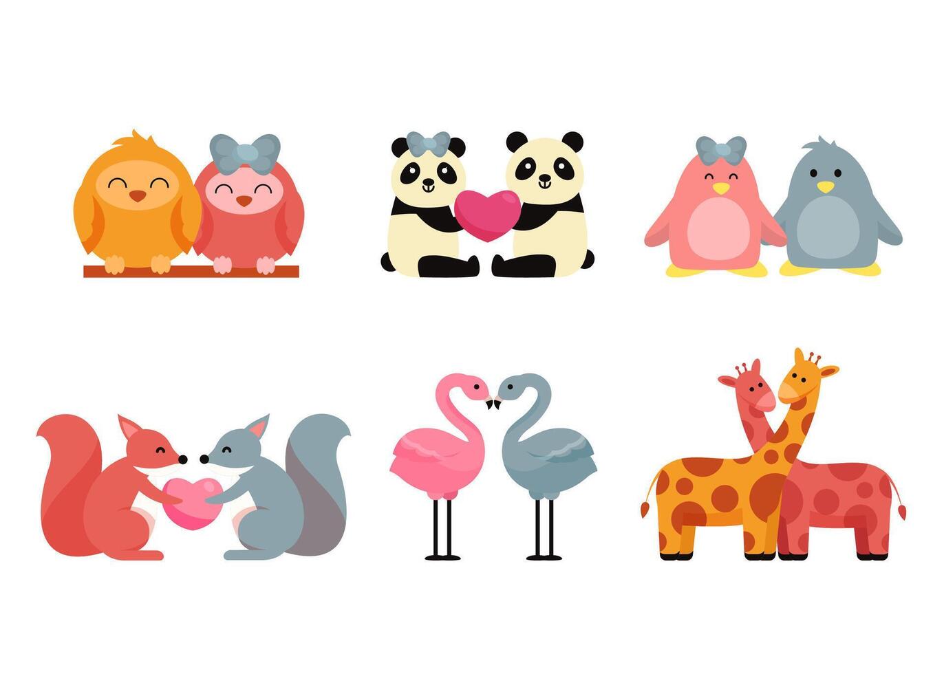 bundel van geïsoleerde schattige dieren stripfiguren platte vectorillustratie vector