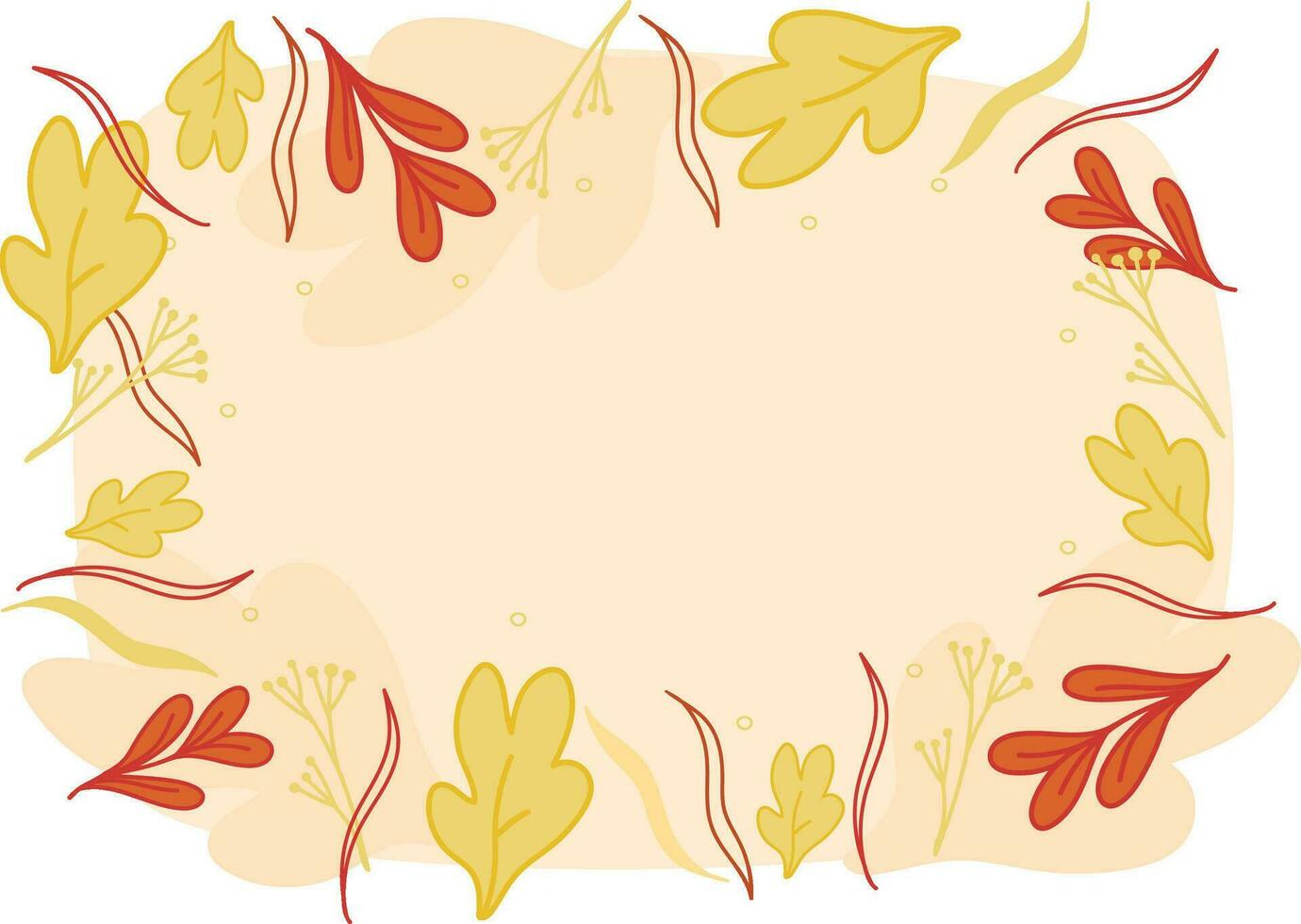 herfst knus kader, kaart, grens met bladeren, vector, vlak, geel, oranje, rood vector