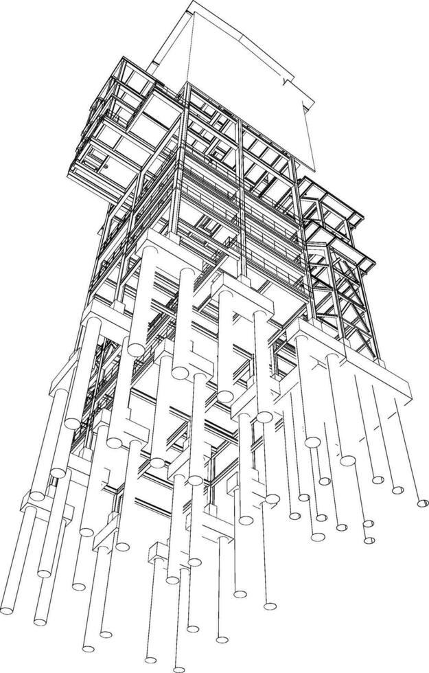 3d illustratie van industrieel gebouw vector