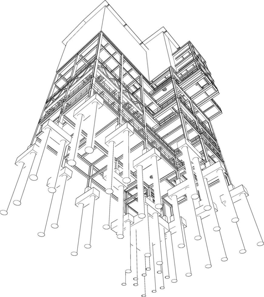 3d illustratie van industrieel gebouw vector