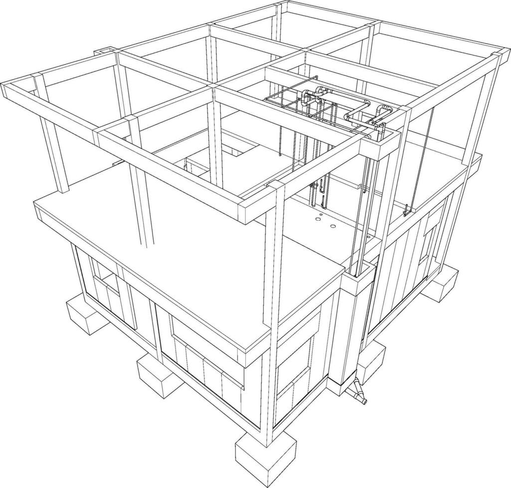 3d illustratie van gebouw en bouw vector