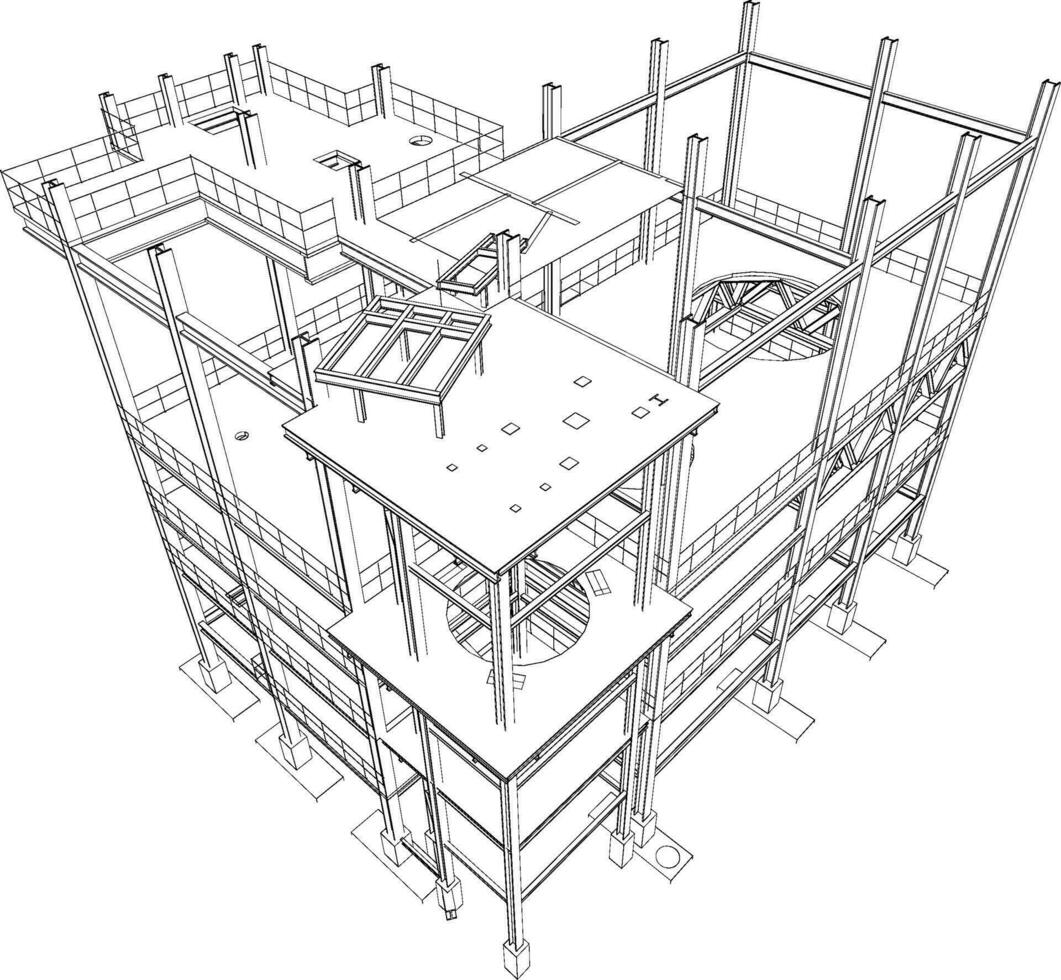 3d illustratie van industrieel gebouw vector