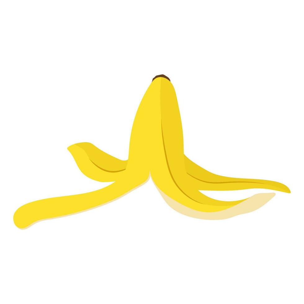 Pel van een rijp geel banaan Aan een wit achtergrond. afval. uitschot vector
