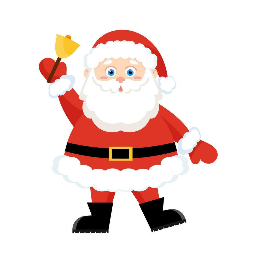 vector illustratie van een gelukkig de kerstman met een klok.