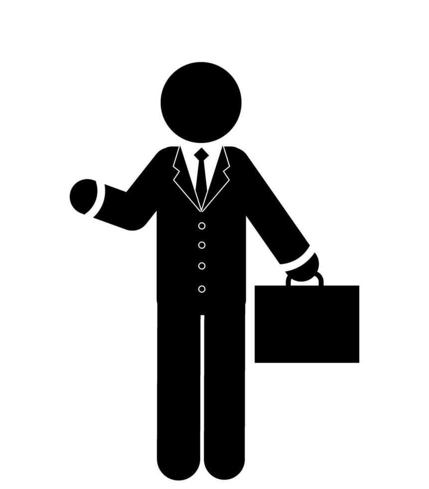stok figuur en stickman vector silhouet illustratie, zakenman succes