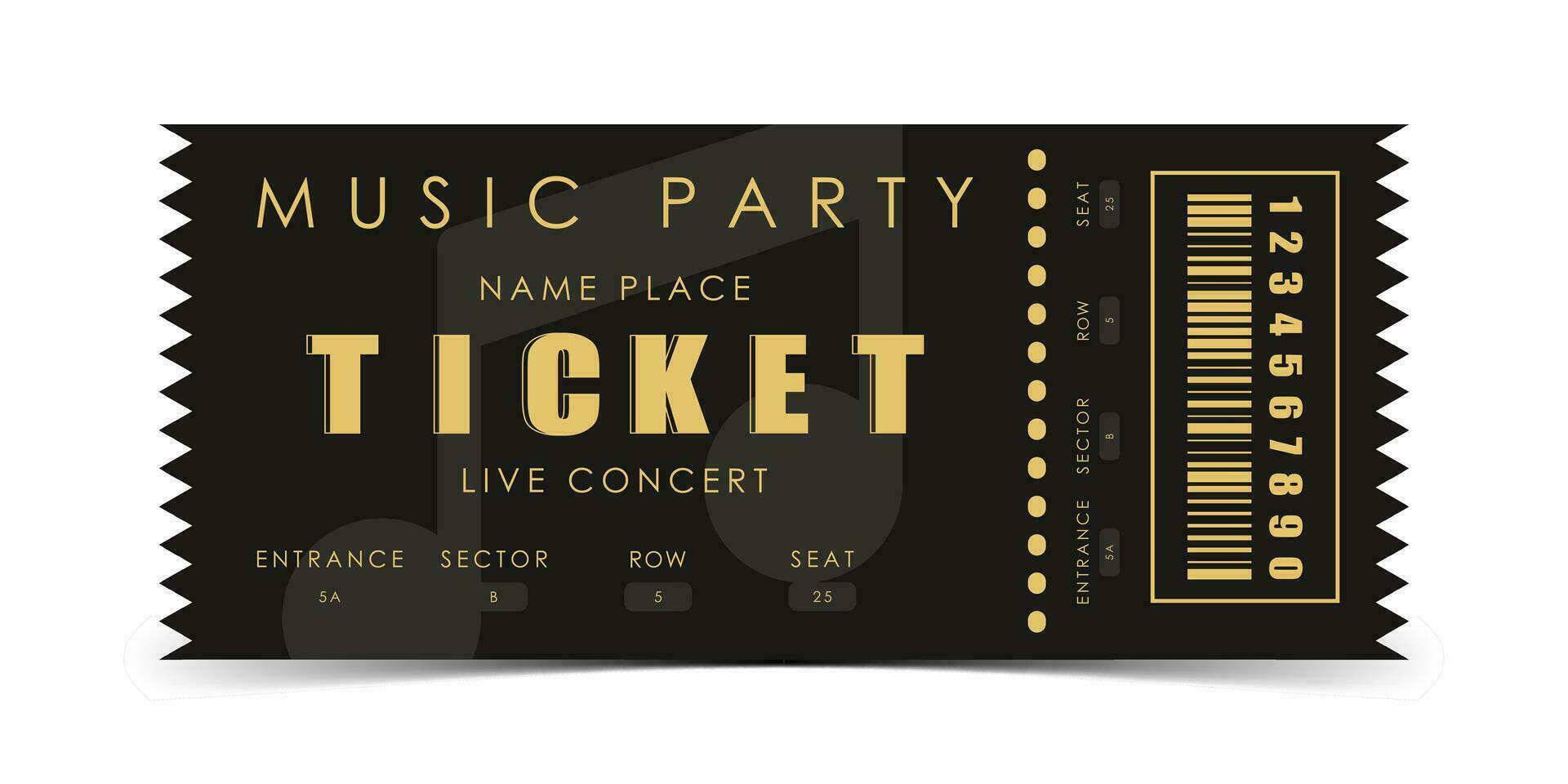 monster ticket voor een musical concert. modern elegant ticket kaart illustratie sjabloon. vector illustratie.