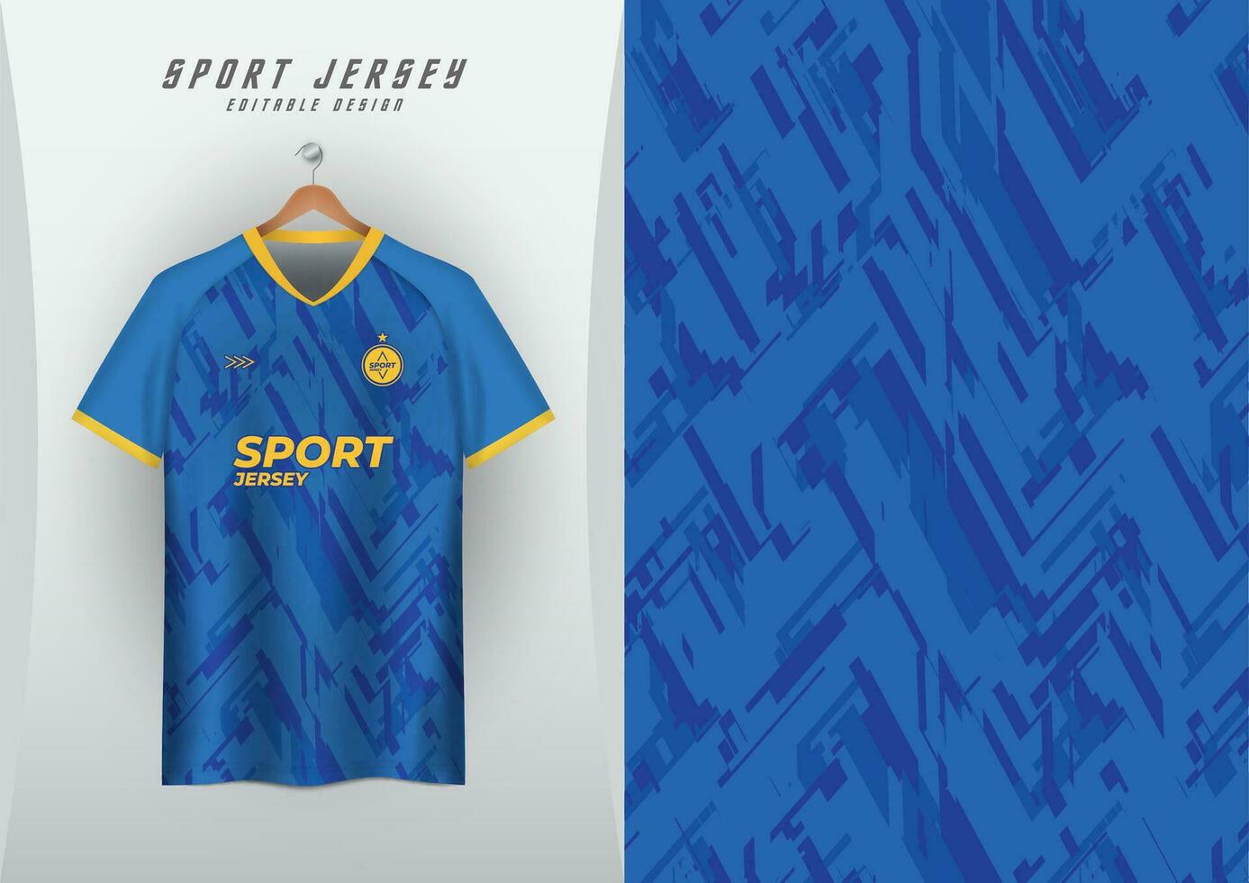 achtergronden voor sport- Jersey, voetbal truien, rennen truien, racing truien, blauw overlappende strepen, geel arm strepen vector