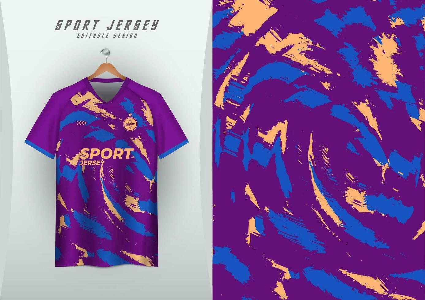 achtergronden voor sport- Jersey, voetbal truien, rennen truien, racing truien, borstel patroon, Purper, blauw, room vector