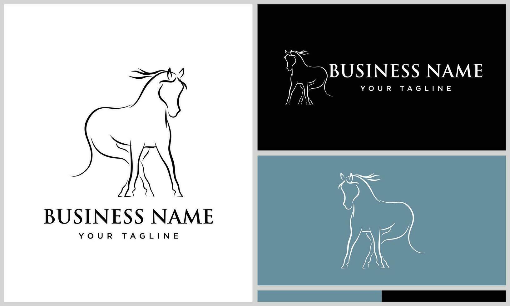 lijn kunst paard logo sjabloon vector