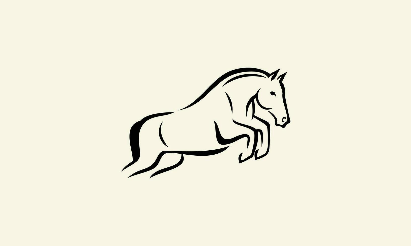 lijn kunst paard springen logo vector