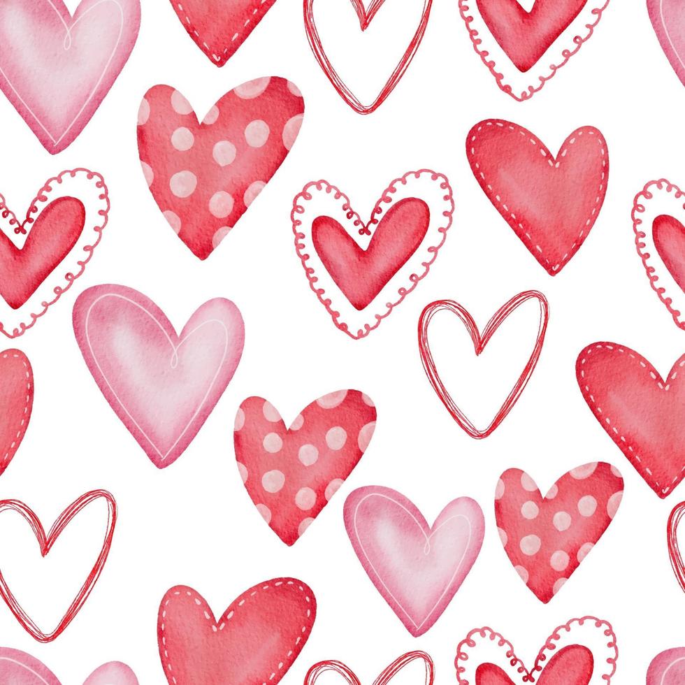 collectie multicolor harten illustratie. hand getrokken borstel bloemen schilderen. Valentijnsdag romantische stijl. vector