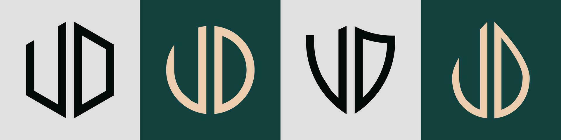 creatief gemakkelijk eerste brieven ud logo ontwerpen bundel. vector