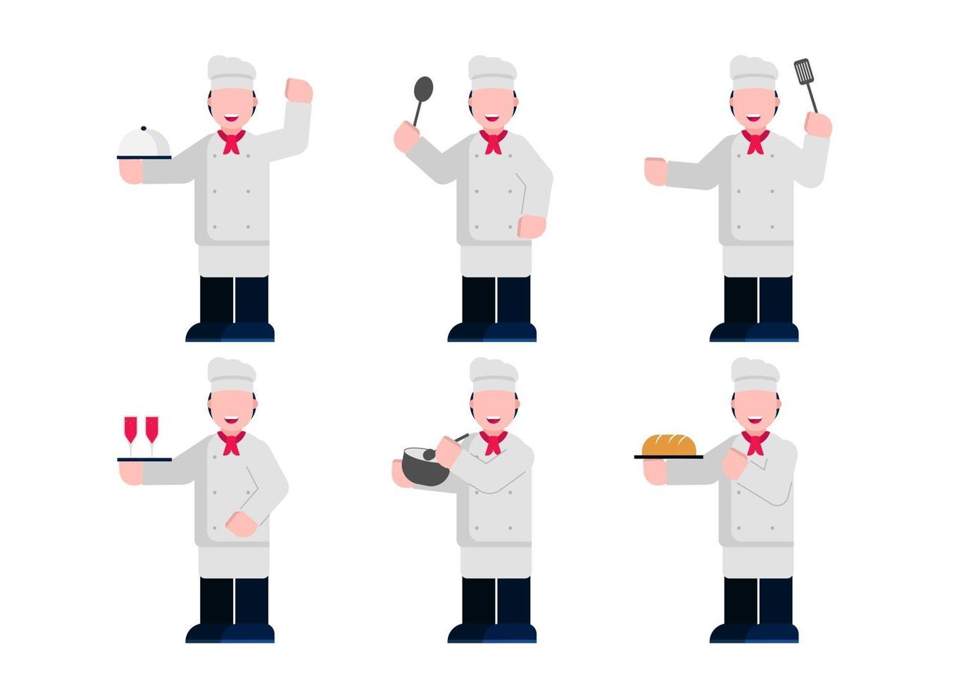 set van chef-kok man stripfiguur in verschillende gebaar vectorillustratie vector
