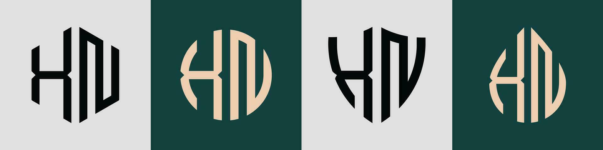 creatief gemakkelijk eerste brieven xn logo ontwerpen bundel. vector