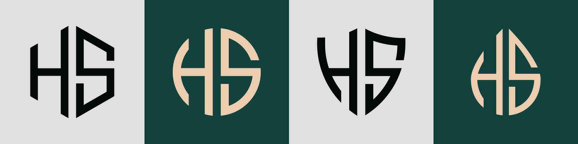 creatief gemakkelijk eerste brieven hs logo ontwerpen bundel. vector