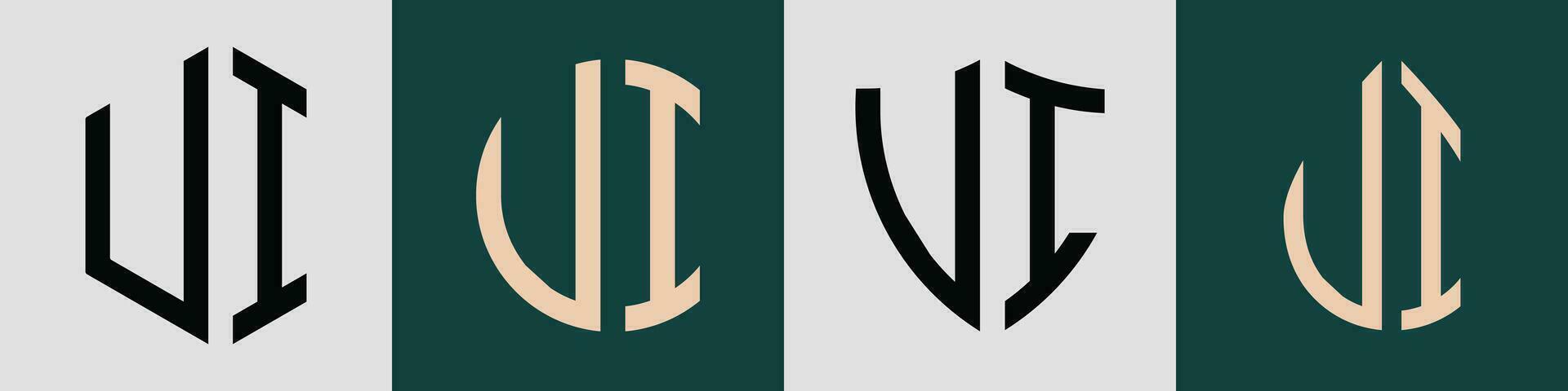 creatief gemakkelijk eerste brieven ui logo ontwerpen bundel. vector