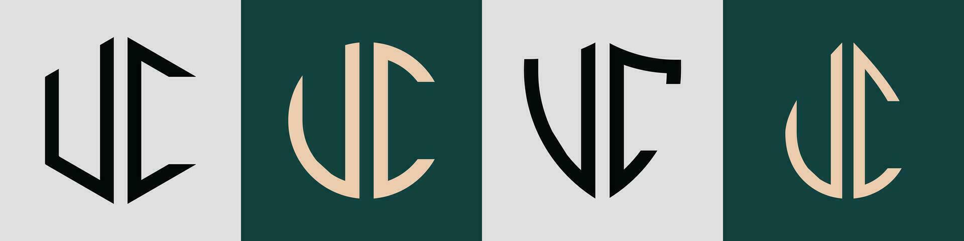 creatief gemakkelijk eerste brieven uc logo ontwerpen bundel. vector