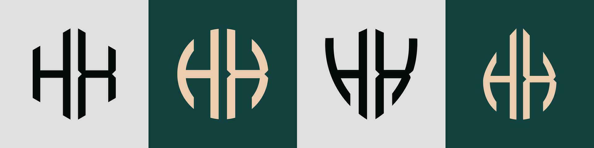 creatief gemakkelijk eerste brieven hx logo ontwerpen bundel. vector
