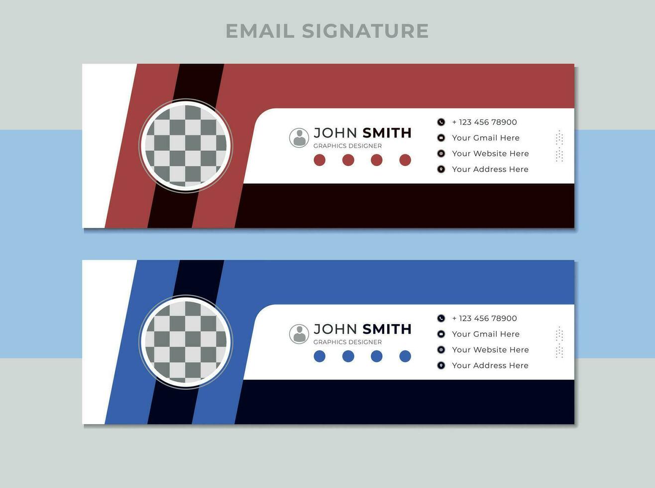 creatief concept e-mail handtekening sjabloon ontwerp of e-mail footer en persoonlijk media Hoes vector