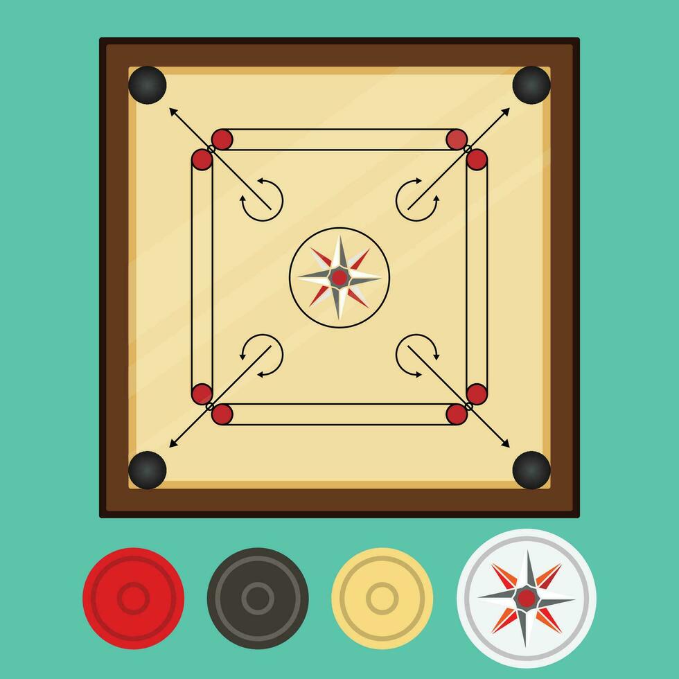 de illustratie van carrom bord spel reeks vector