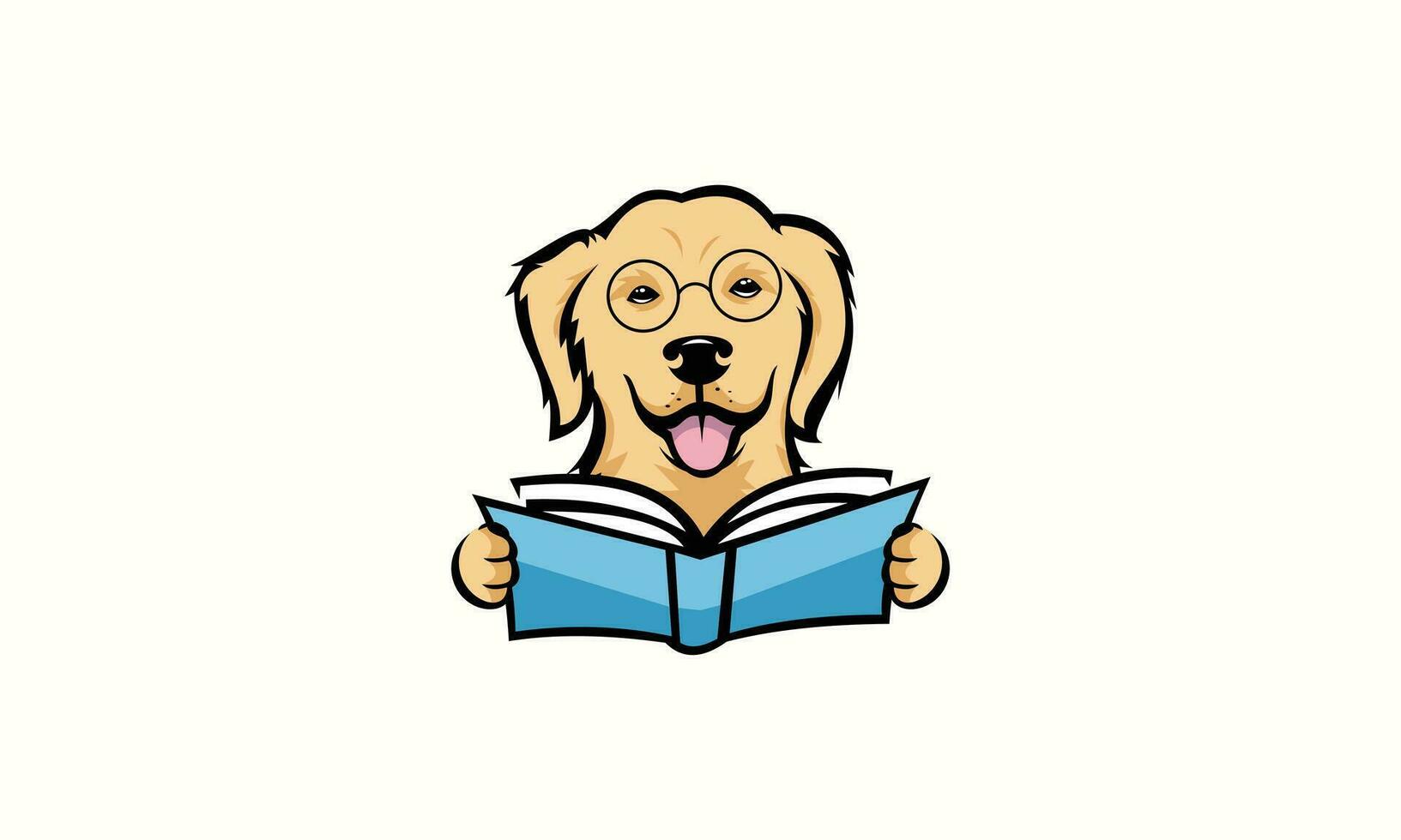 silhouet hond en boek logo vector