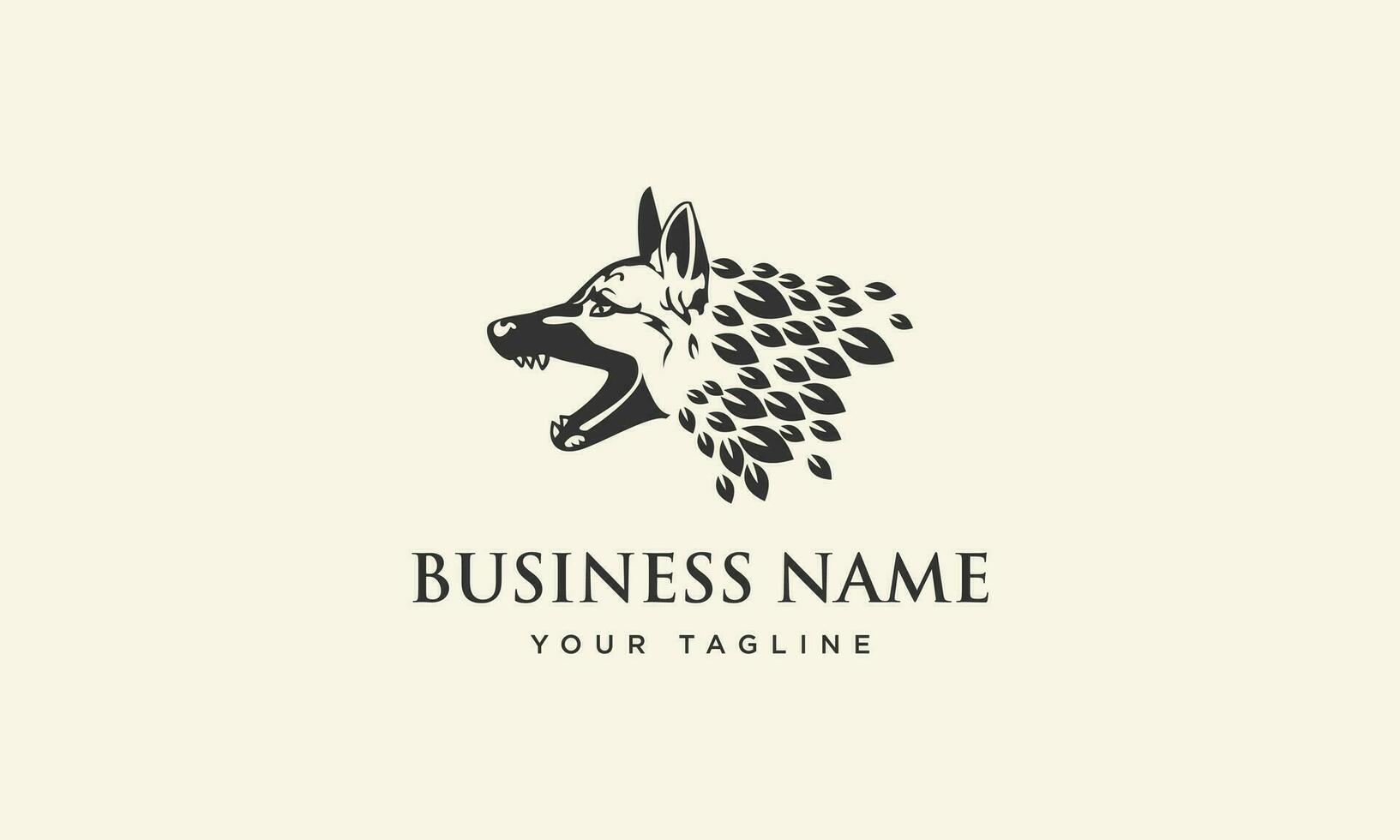 silhouet hond biologisch logo ontwerp vector
