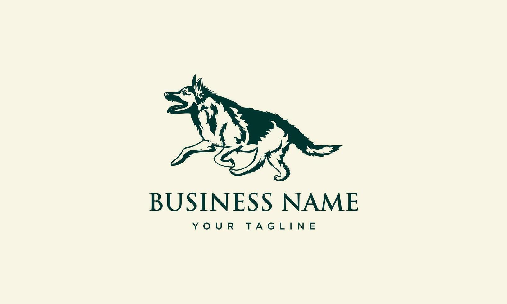 silhouet hond biologisch logo ontwerp vector