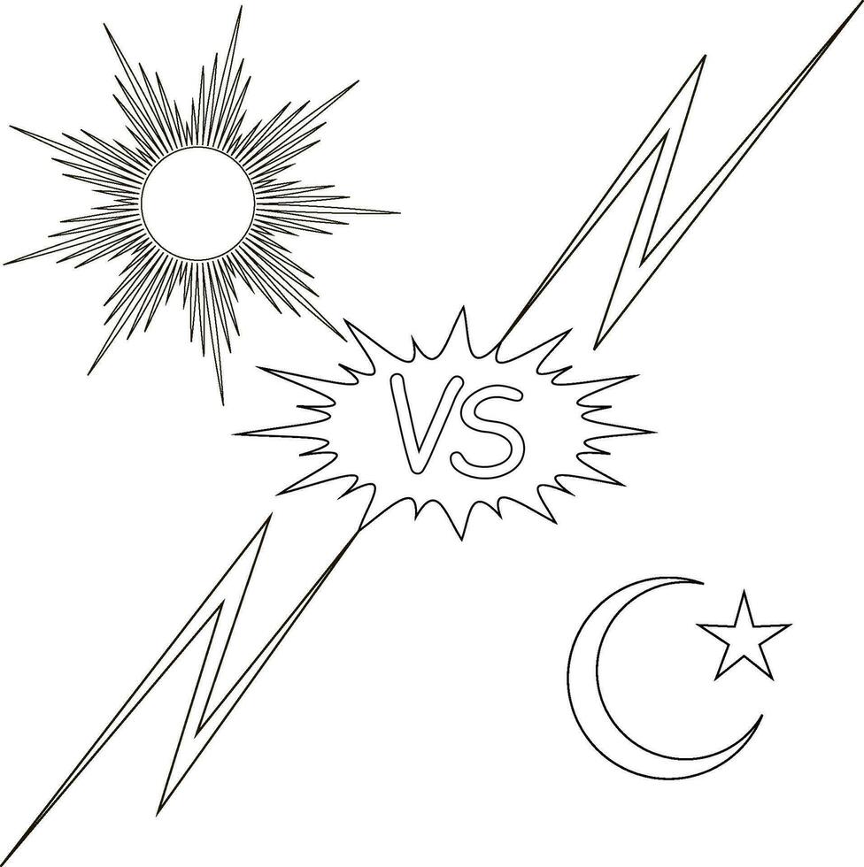 dag nacht vs zon maan ster, concept oppositie mooi zo onheil vector