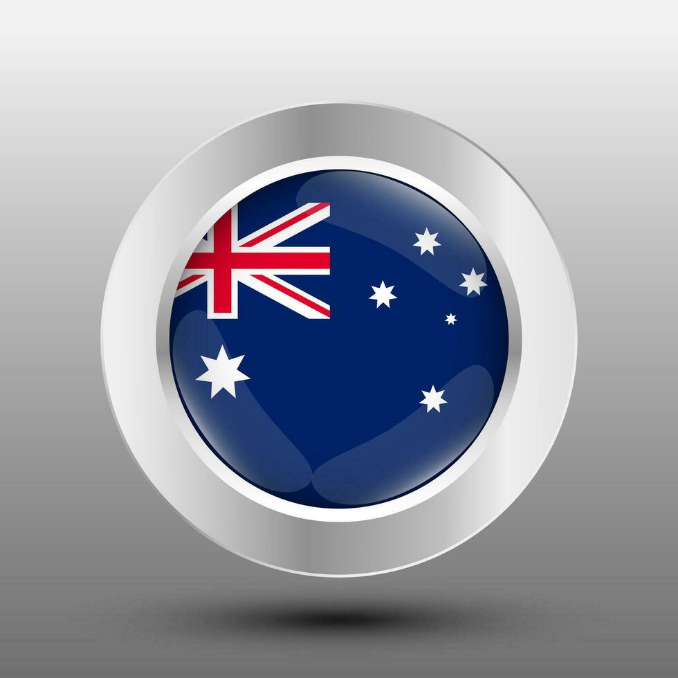 Australië ronde vlag metaal knop achtergrond vector