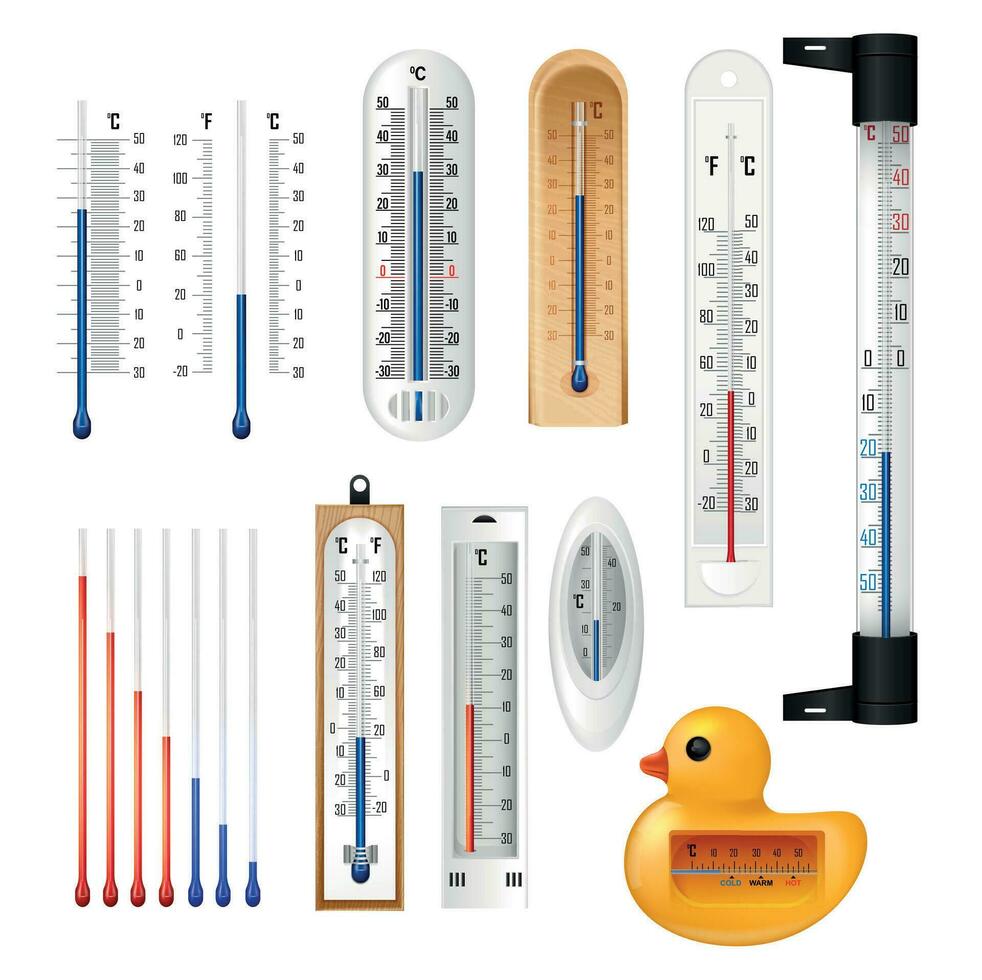 realistisch binnen- thermometers reeks vector