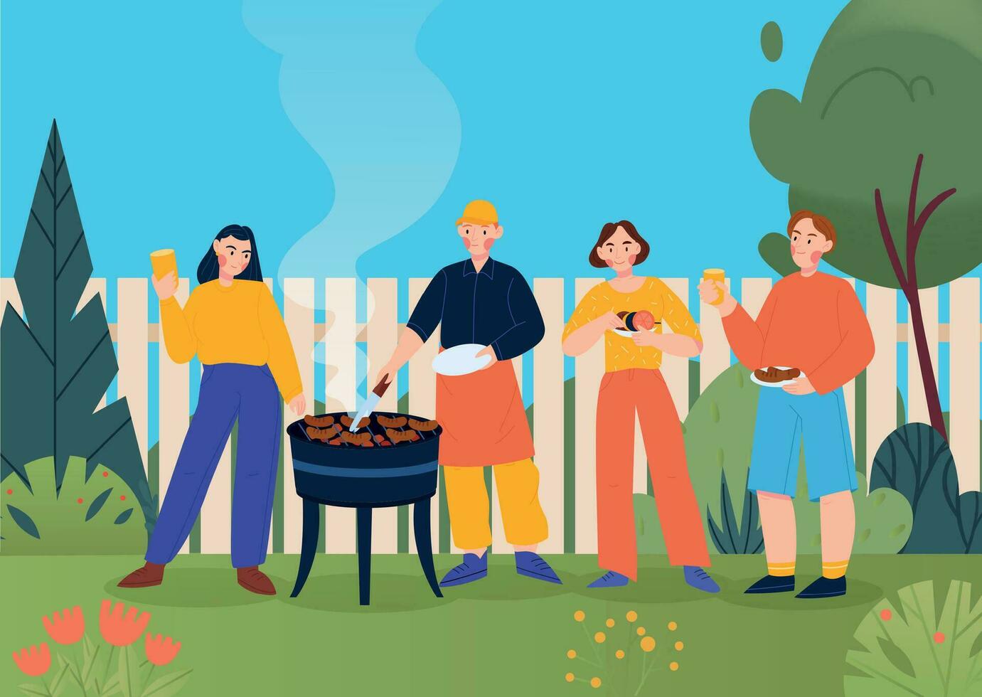 barbecue vlak achtergrond vector