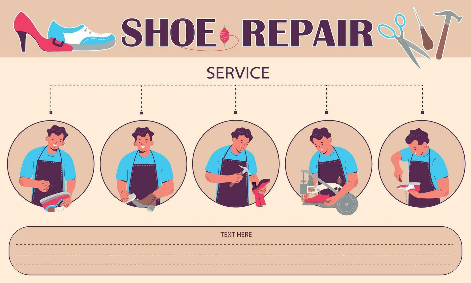 schoen reparatie vlak infographic vector