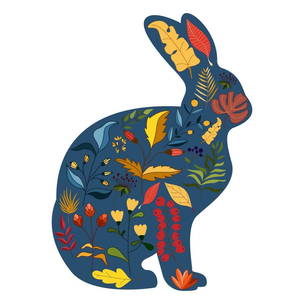 konijnen karakter ontwerp met mooi bloesem bloemen voor lente, Pasen. herfst festival of Chinese nieuw jaar 2023, jaar van de konijn dierenriem teken. vector illustratie.