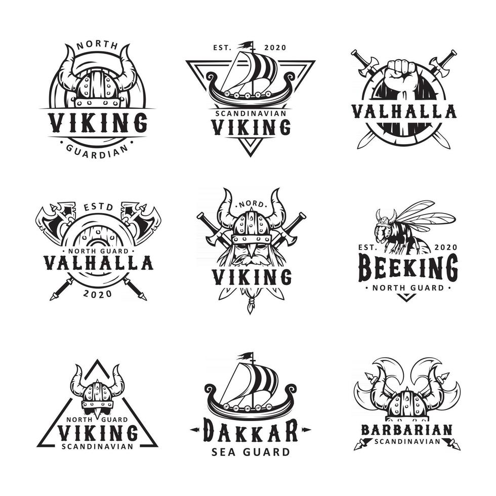 set vikinglabels, emblemen en logo vector