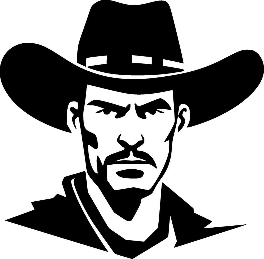 cowboy - zwart en wit geïsoleerd icoon - vector illustratie