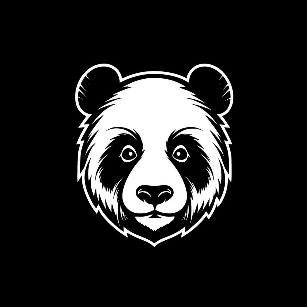 panda - zwart en wit geïsoleerd icoon - vector illustratie