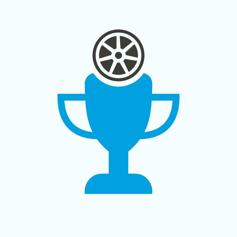auto sport kampioenschap trofee logo ontwerp concept met band en trofee icoon vector