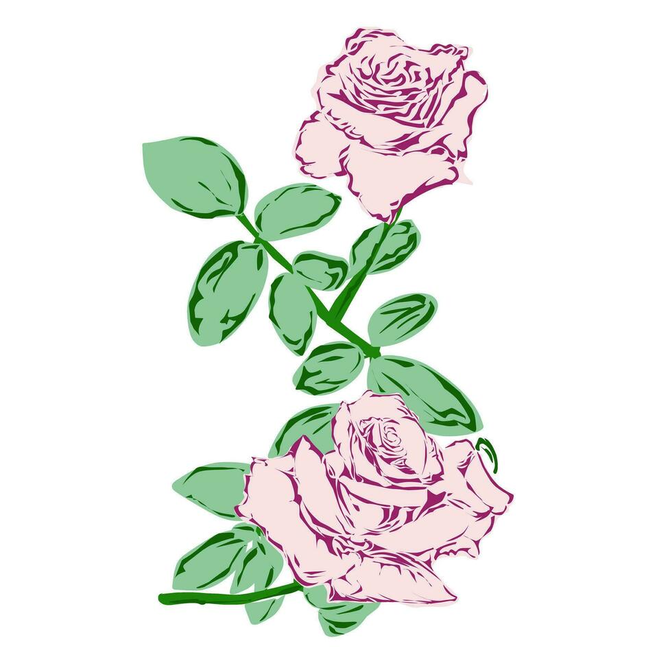 roze roos bloem ontwerp illustratie. perfect voor poster, website, banier, boek omslag, uitnodiging, video, sticker of tatoeëren elementen. vector