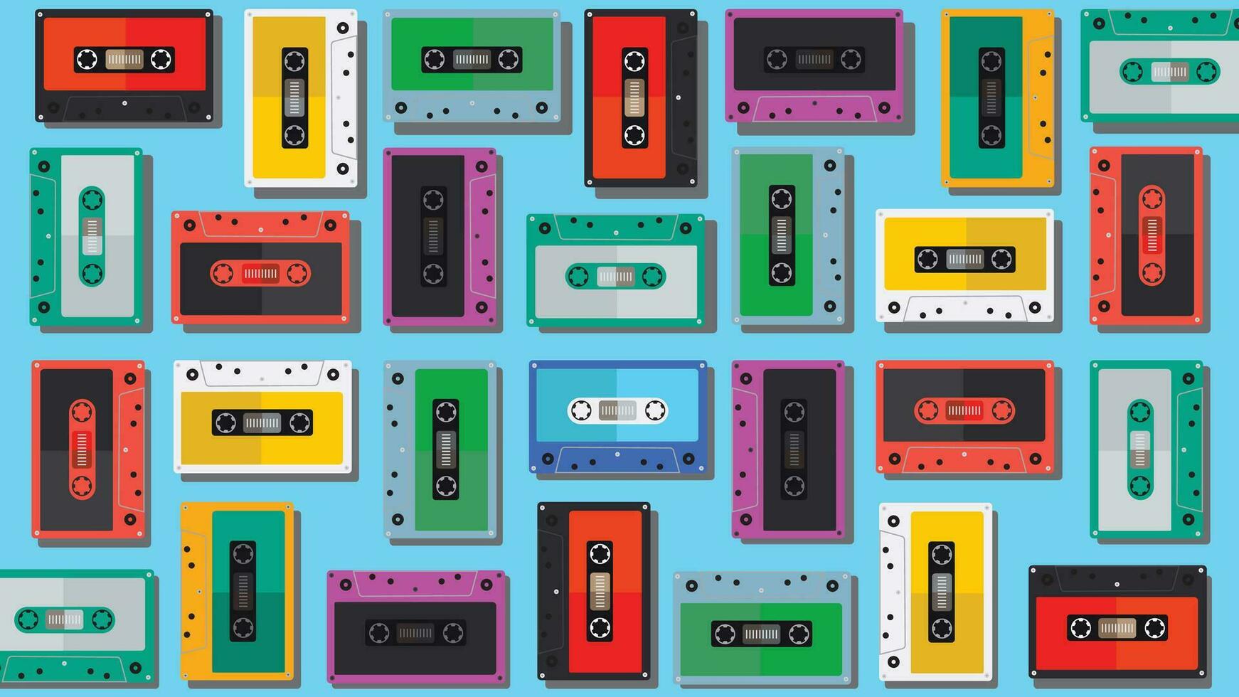 audio cassette banden maakt patroon met retro stijl vector illustratie. 1990 stijl. geschikt voor achtergrond