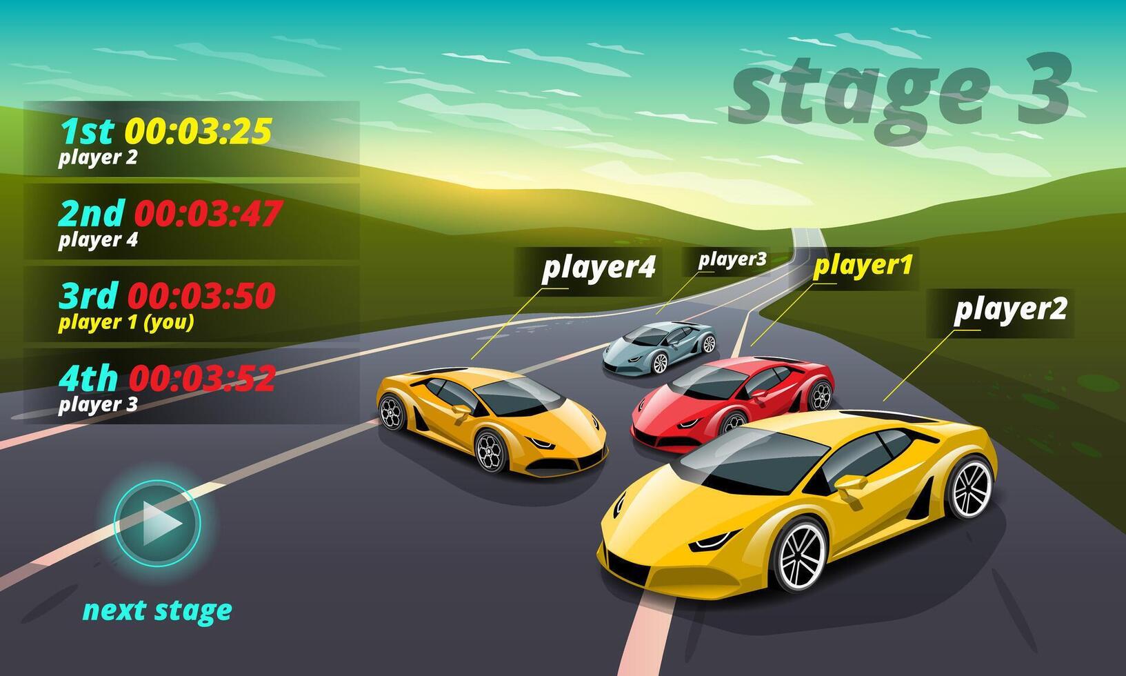 winnaar in speed car racing goal in geblokt bord en eerste sport geblokte vlag vector