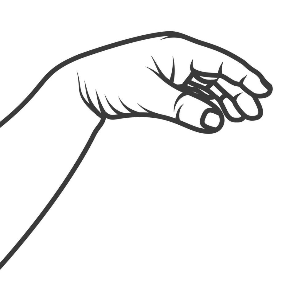 schets menselijk hand- van jong Mens tonen vingers vector illustratie.