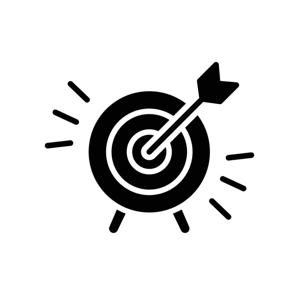 bedrijf concepten doel planning glyph icoon. pijl zit vast Rechtsaf in de midden- van pijl bord, concept van doelen, plannen en doelen. gericht op strategie. vector illustratie ontwerp Aan wit achtergrond eps10