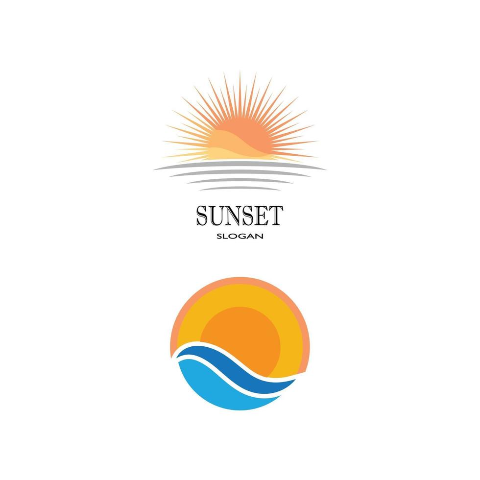zomer strand kust eiland, zee oceaan met vogels en zomer zonnestralen logo ontwerp inspiratie vector